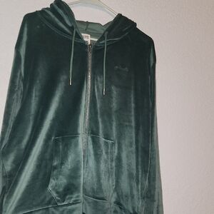 Victoria's Secret Pink Velour Hoodie in Green
